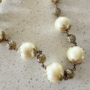 Vintage Necklace Ann Taylor Gold-tone Faux Pear Statement Choker Collar 7” Drop